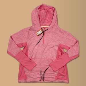 NWT Maurices In Motion Sz S Pink High Neck Hooded Activewear Top Pullover